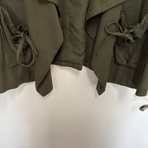 NEW COLDWATER CREEK CLASSIC OLIVE LAYERED ASYMETRICAL LINED JACKET. SZ/ XL (18) - Picture 2 of 4